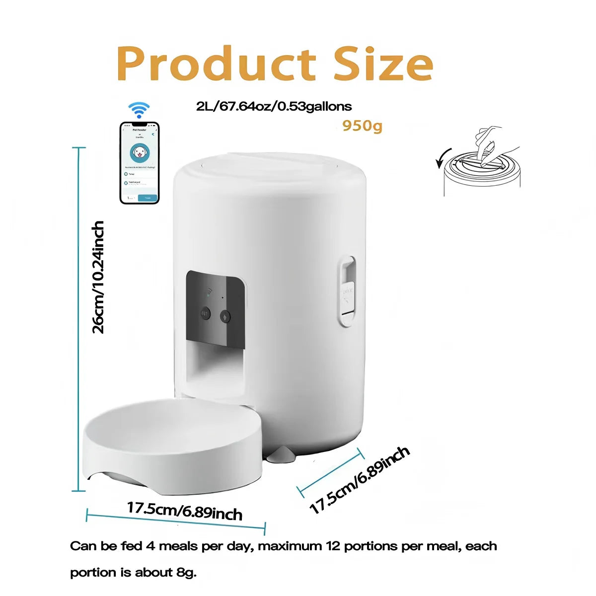 2L Smart WiFi Automatic Pet Feeder For Cats And Dogs