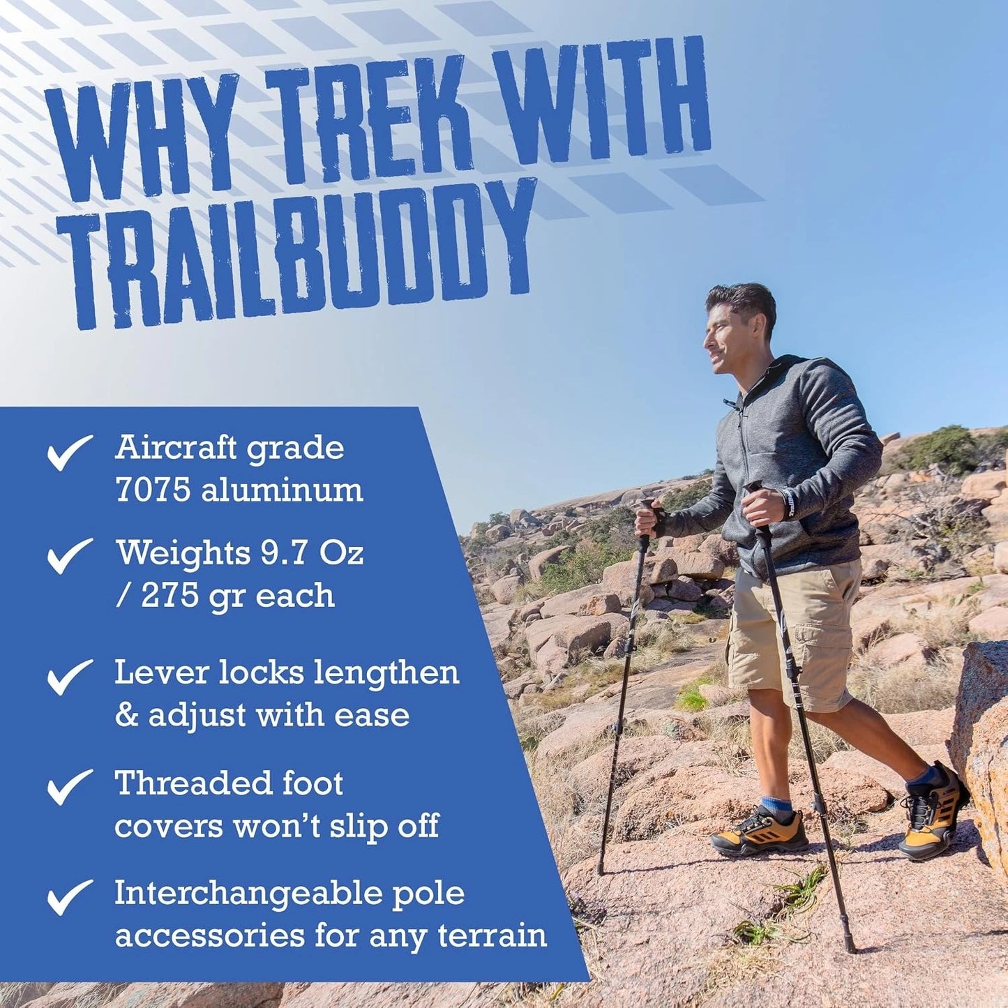 Lightweight 7075 Aluminum Collapsible Trekking Poles