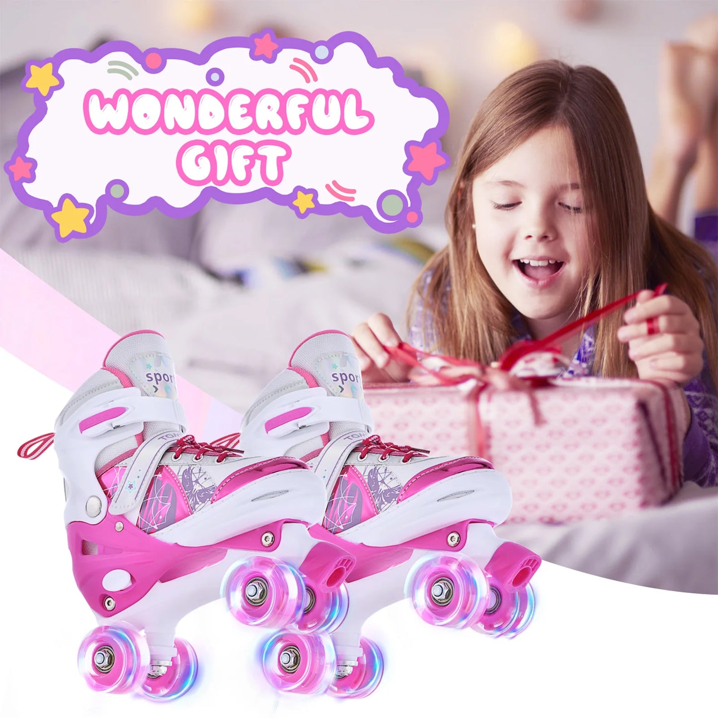 Adjustable Light Up Roller Skates For Kids