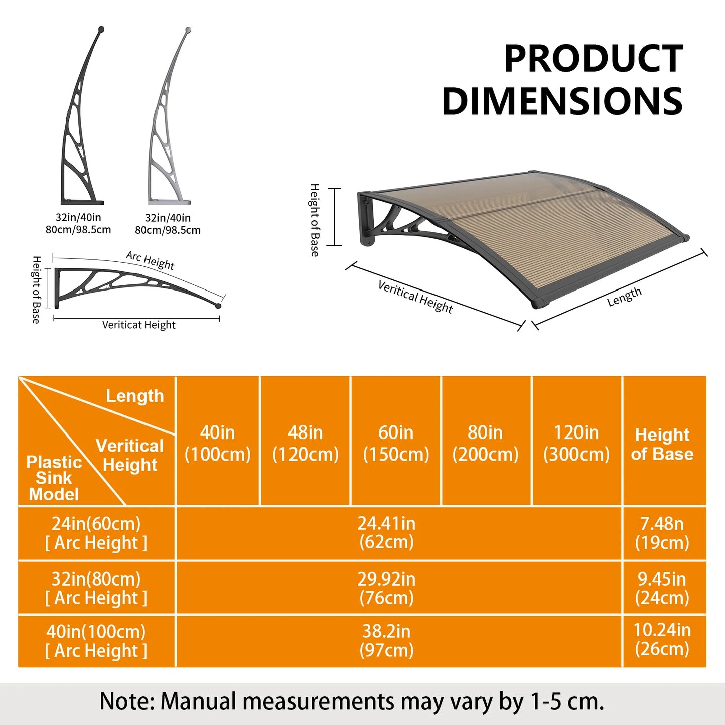GUANSU-CN Door and Window Awnings PC Material