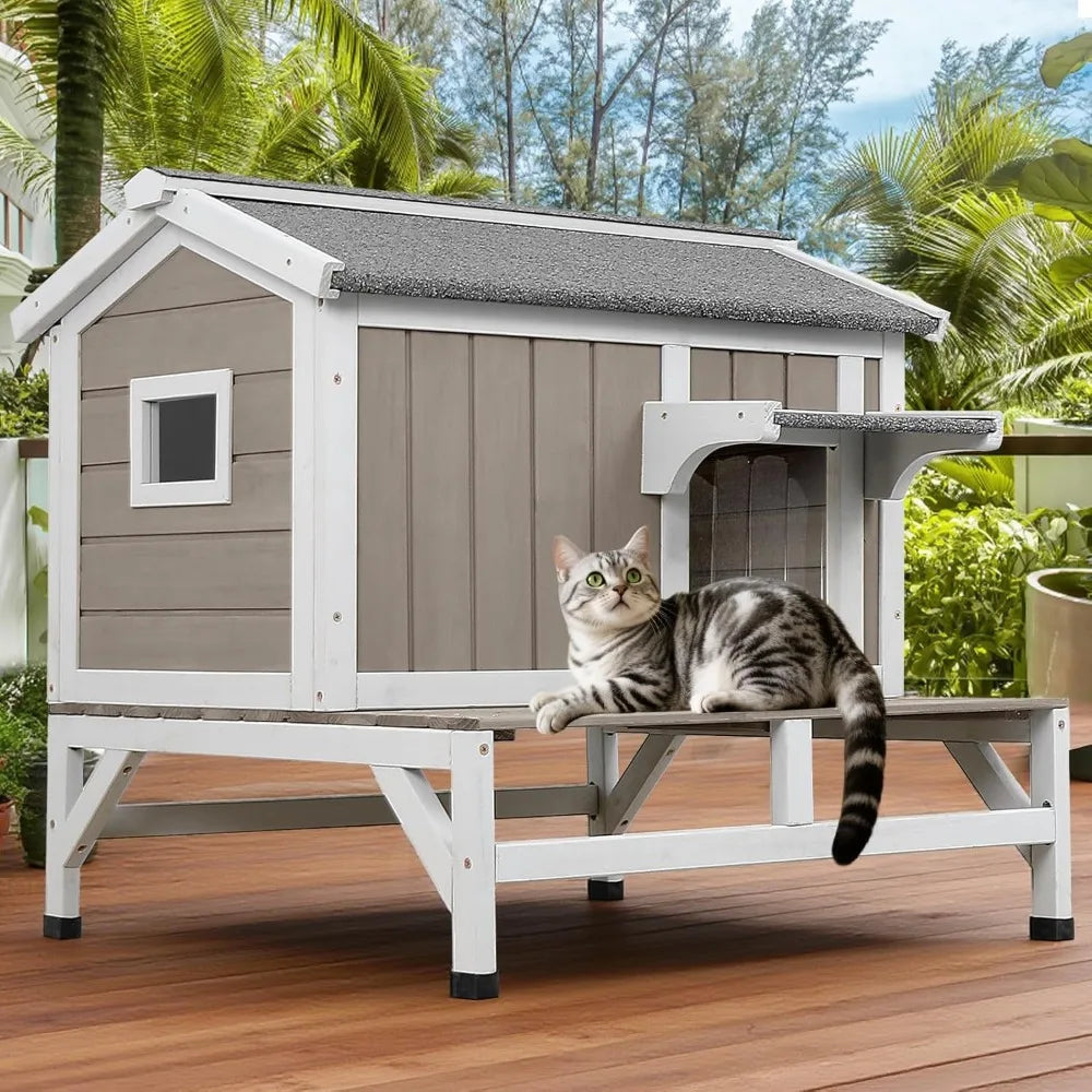 Wooden Outdoor Cat House Shelter For Pets