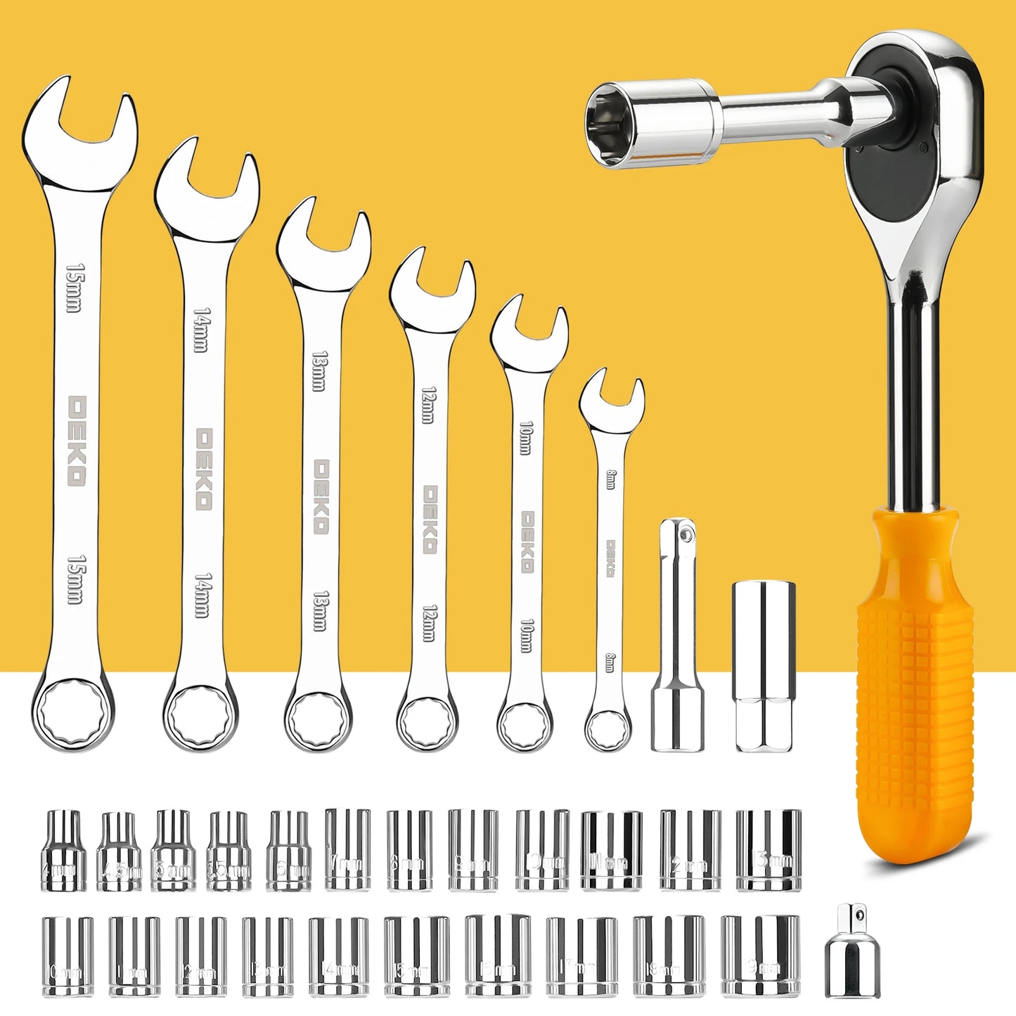 Dekopro 228-Piece Socket Wrench Tool Set Plastic Case