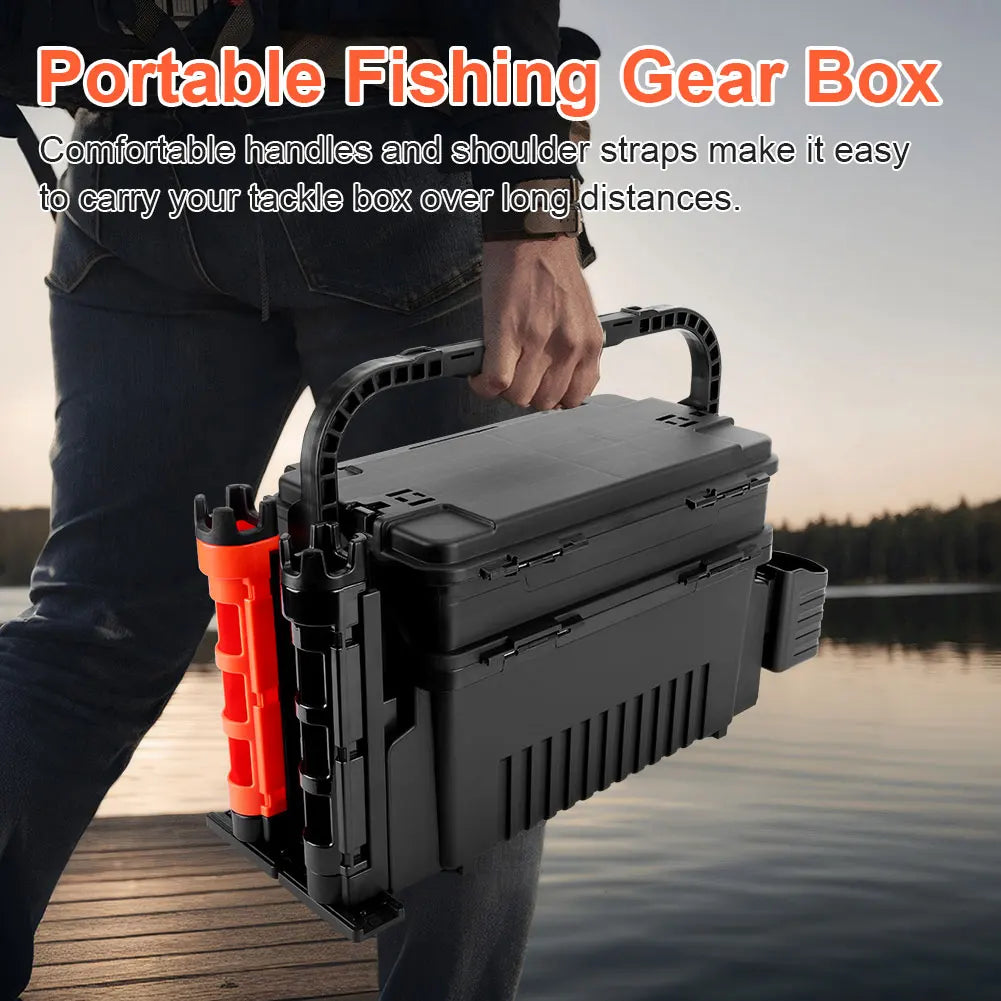 ALIILEE 2 Tier Fishing Tackle Box With Cup Holder
