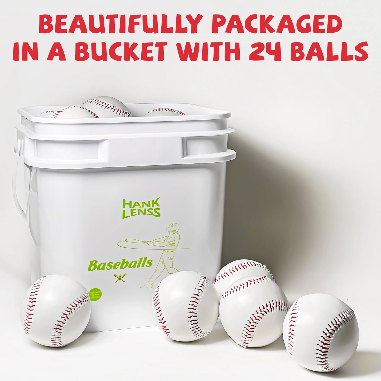 Bucket Baseballs 24 Pack Leather Covered Practice Balls