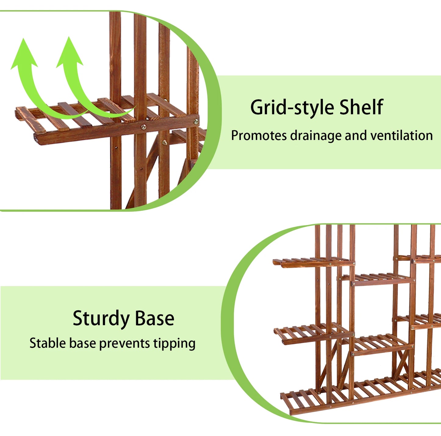 Wisfor Wooden Plant Shelf Indoor Outdoor Multi Tier Stand