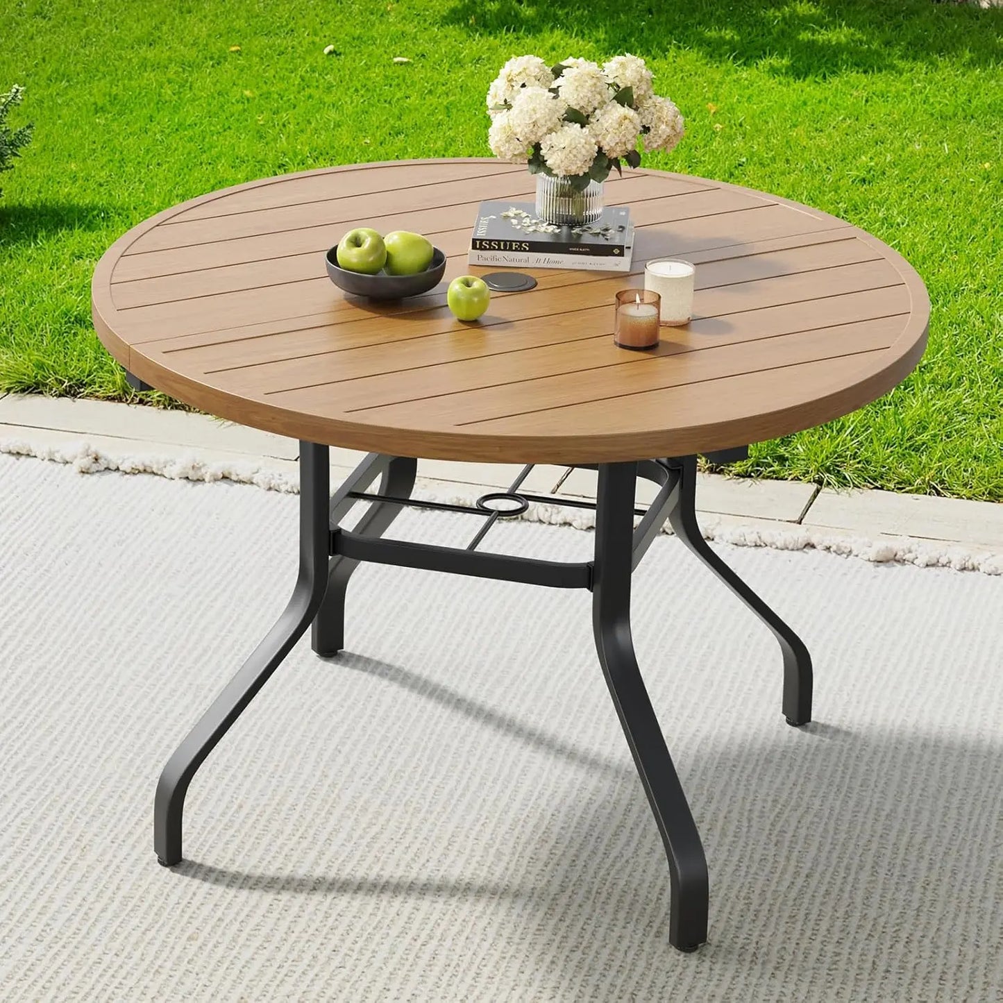 FARINI Round Outdoor Patio Dining Table Iron