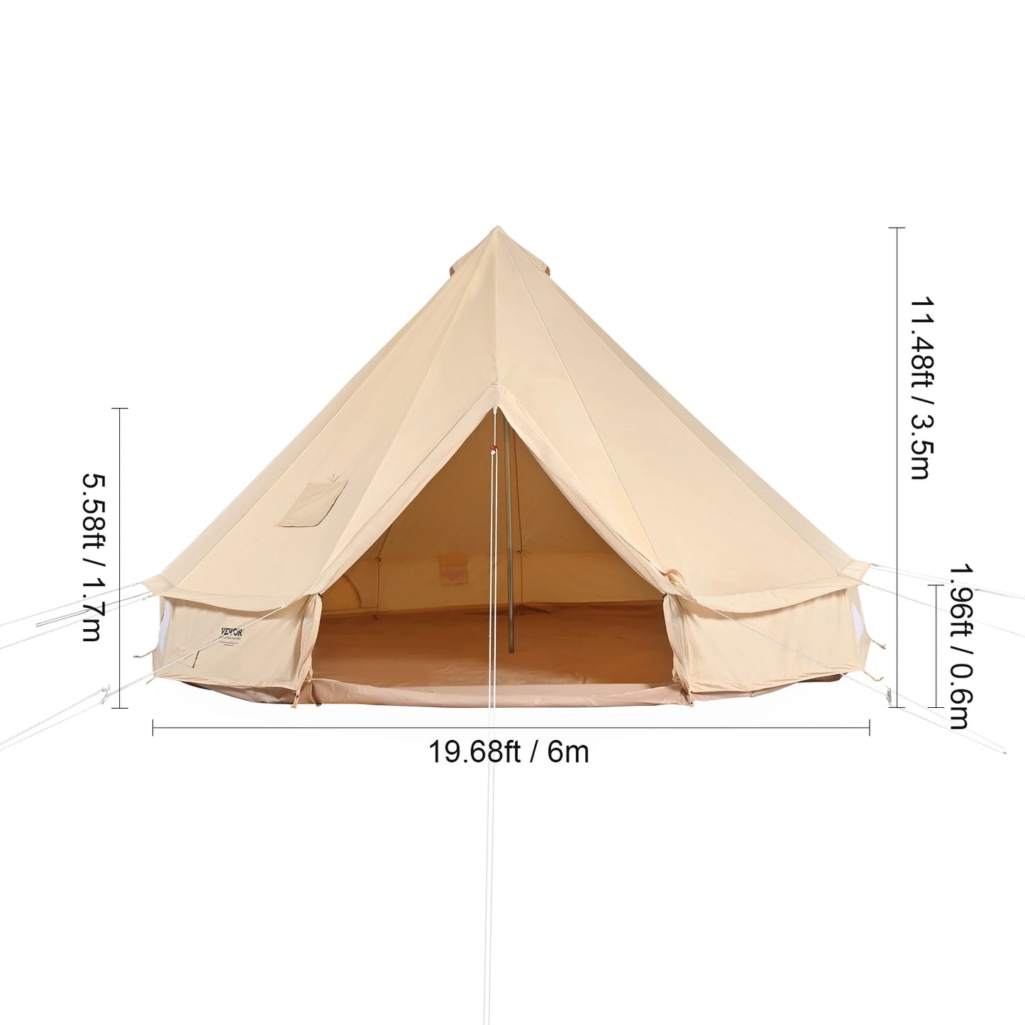 SucceBuy Canvas Bell Tent For Camping Holds Up To 8