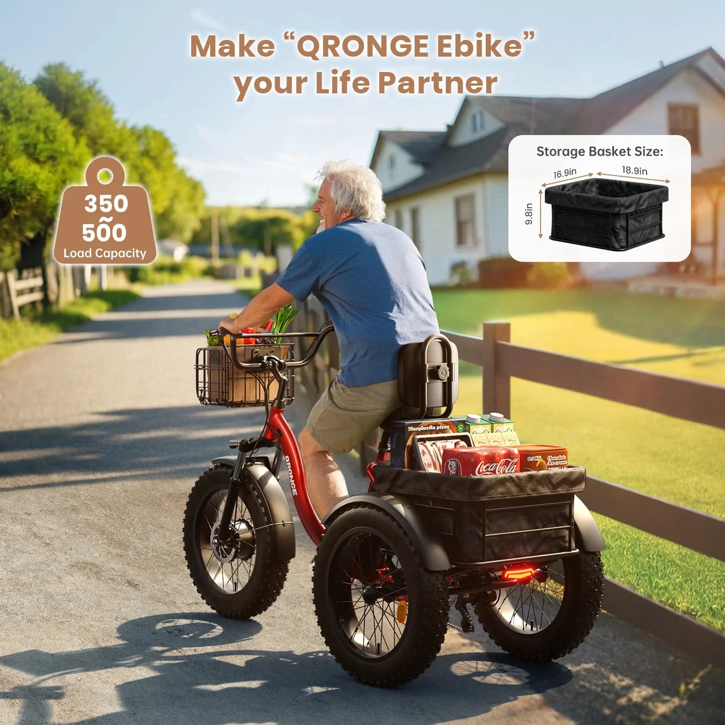 QRONGE 960W Folding Electric Tricycle With 36V 50 Mile Range