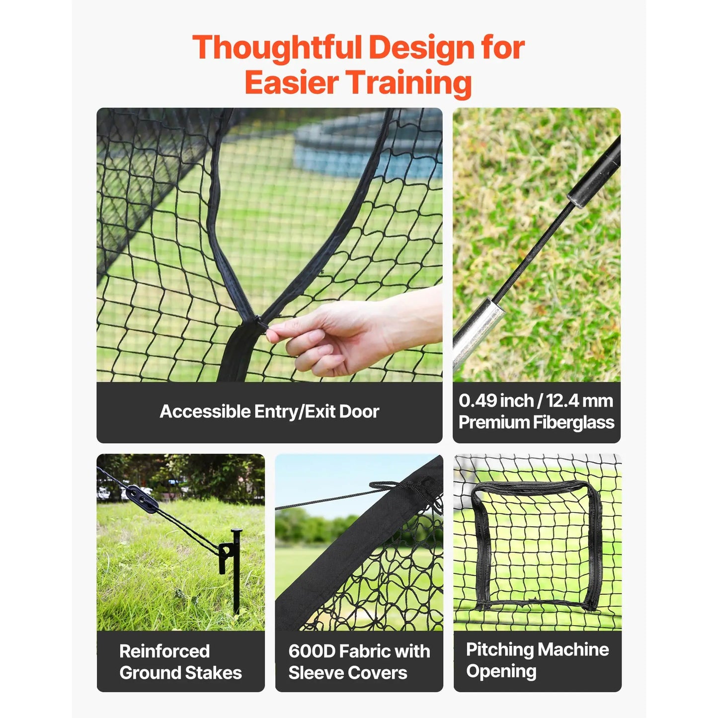 VEVOR Baseball Batting Cage With Pitching Machine Netting