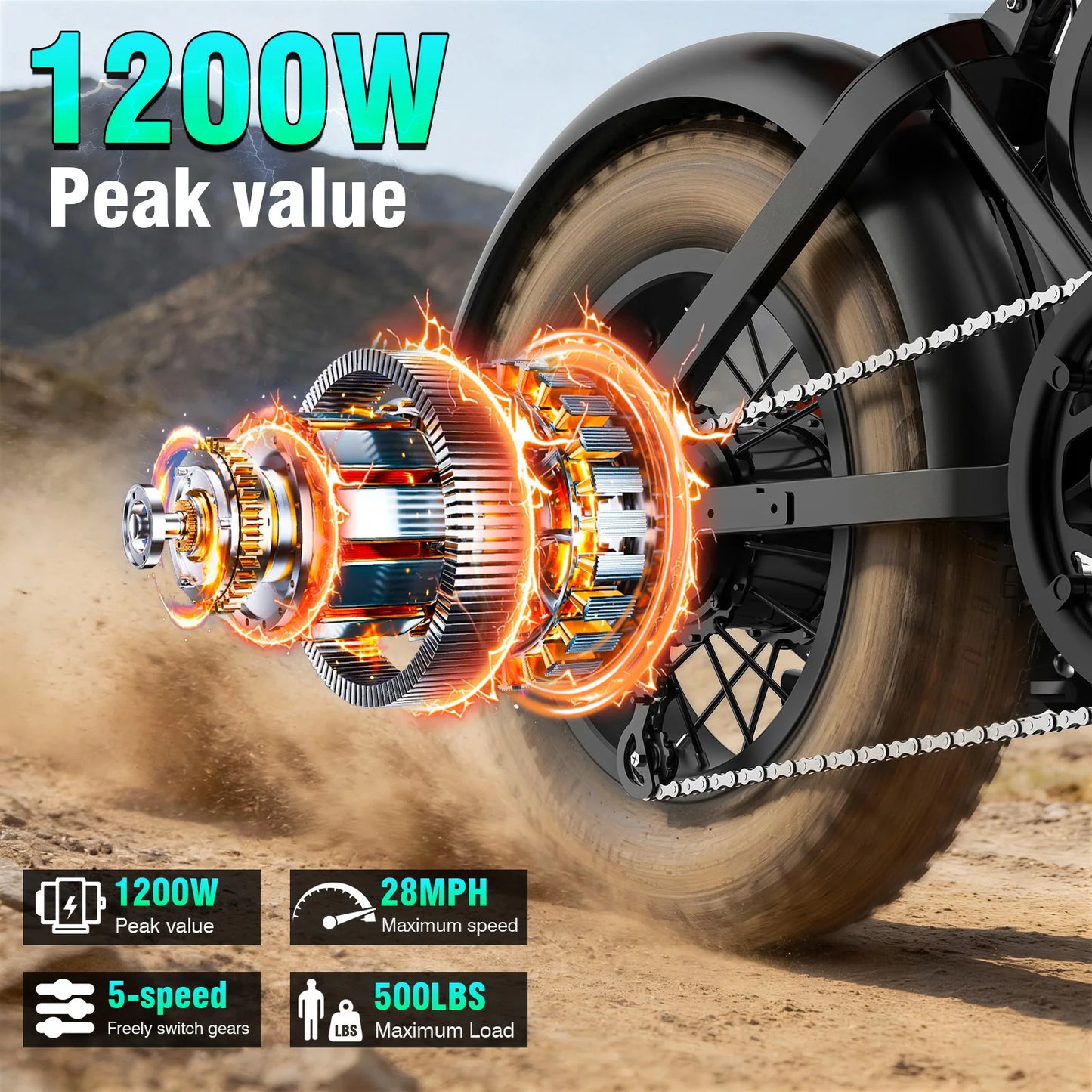 FURIDER 1200W Electric Dirt Bike 28MPH 48V 18Ah