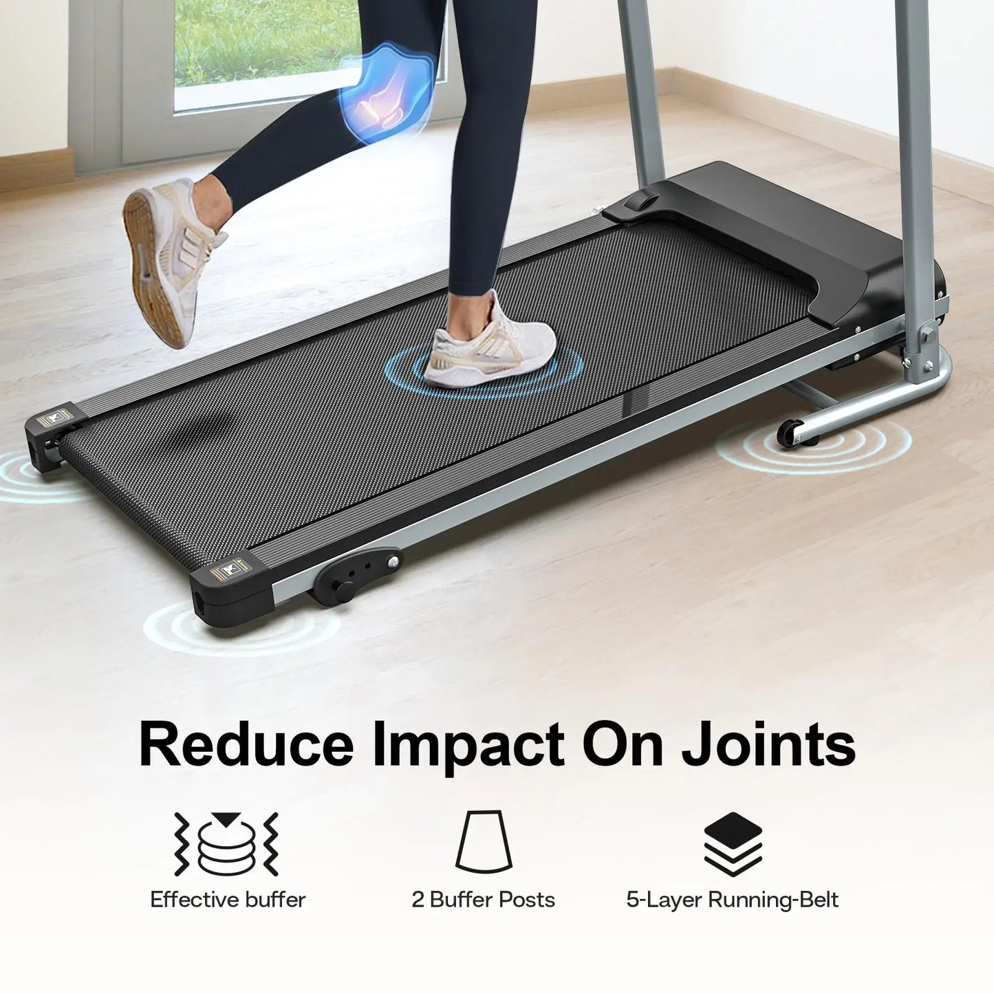 Foldable Home Treadmill With Shock Absorbing Non Slip