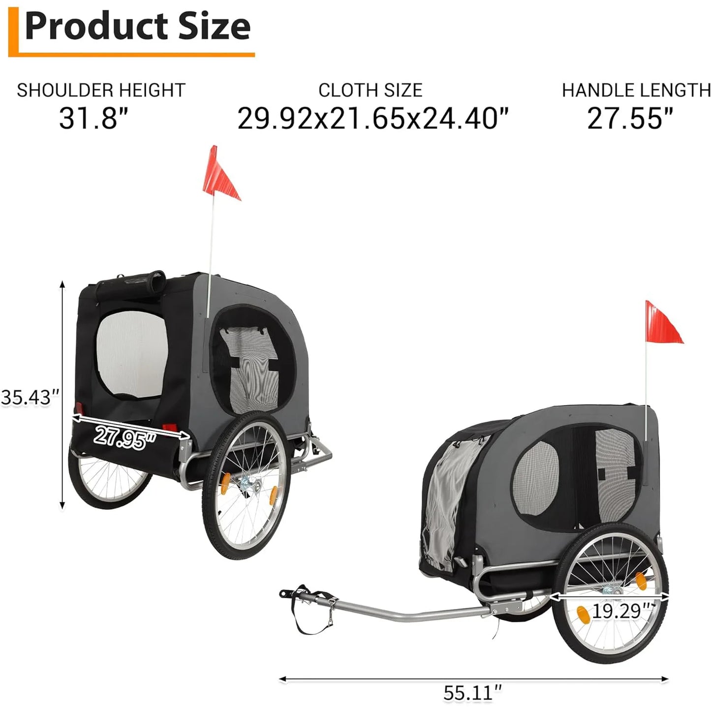 HiMISS Steel Dog Bike Trailer With Universal Folding Coupler