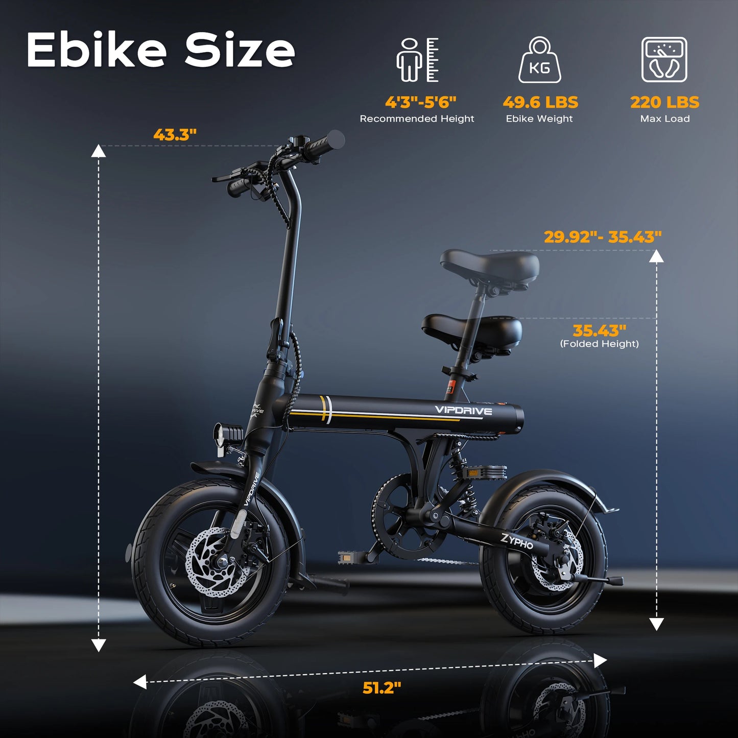 Zypho Electric Bike 500W Peak Motor 20mph