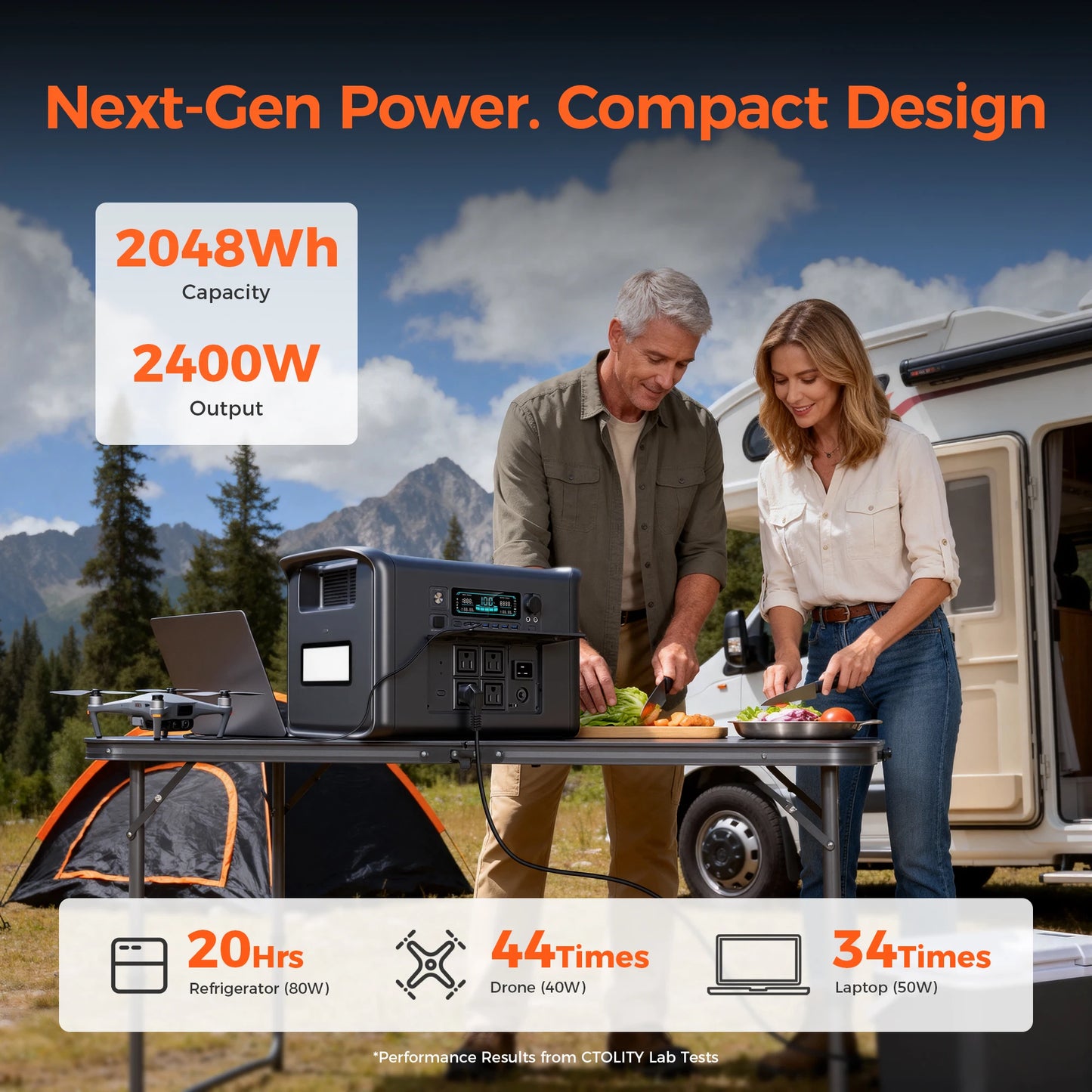 CTOLITY 2400W Portable Power Station Camping Generator