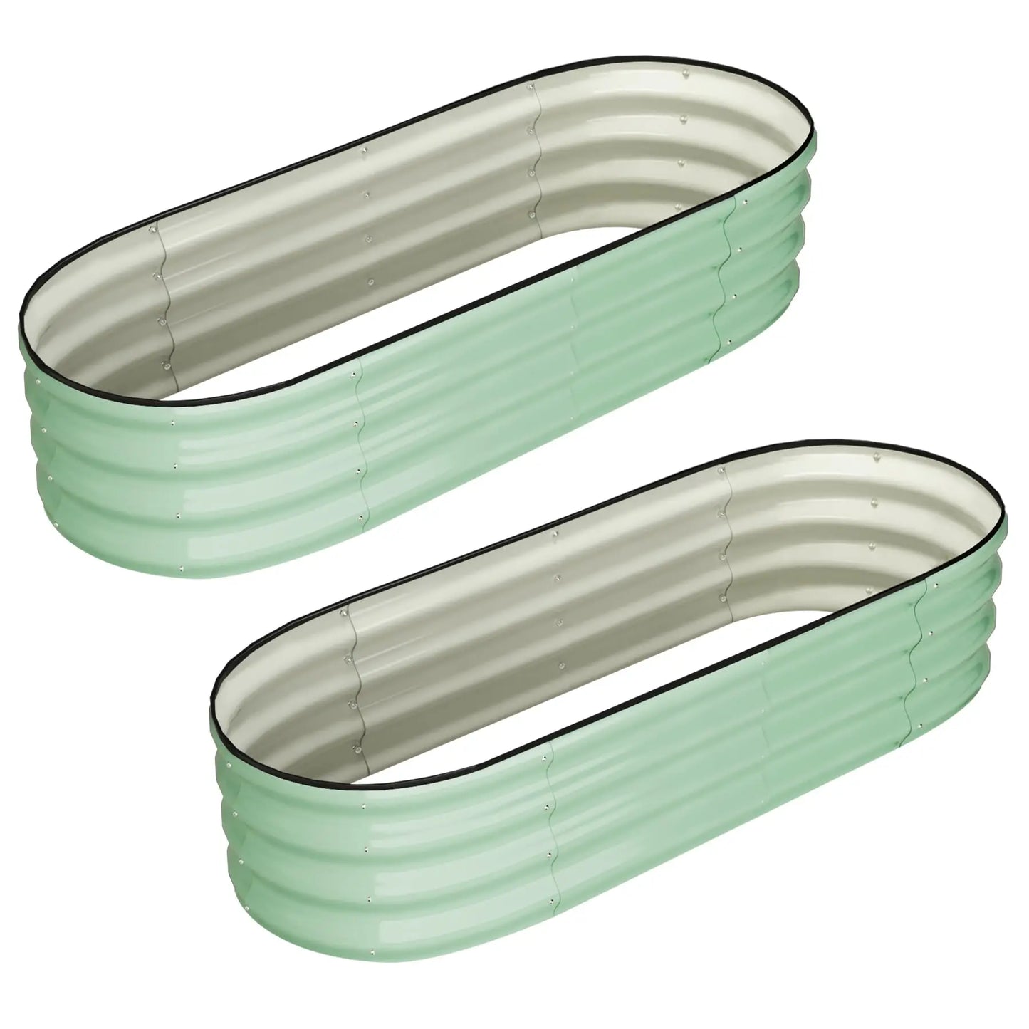 HiMISS Oval Raised Garden Bed Galvanized Metal Planter Box