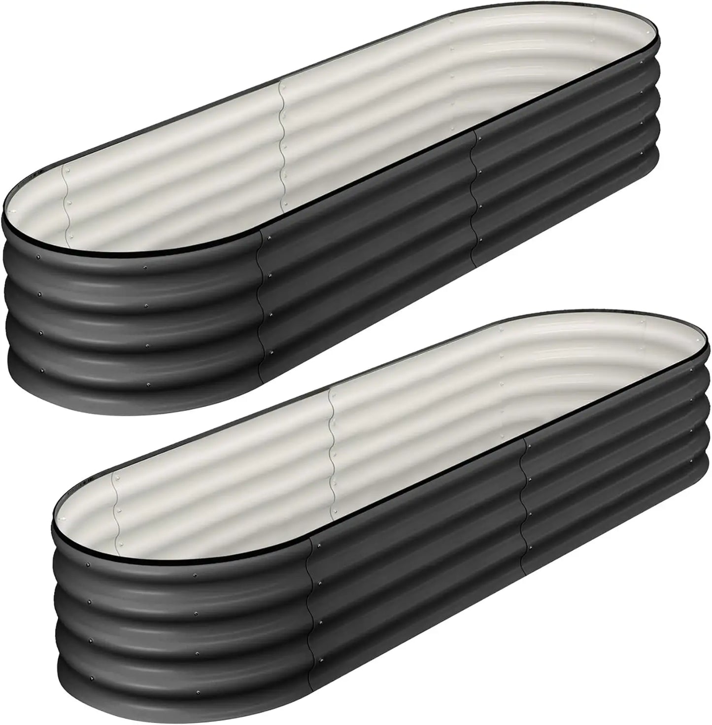 HiMISS Oval Galvanized Raised Garden Beds 2 Pack