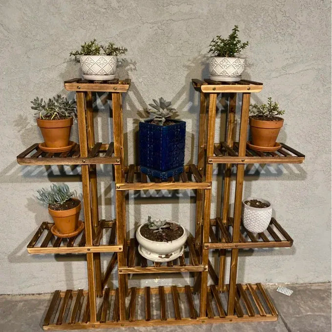 Wisfor Wooden Plant Shelf Indoor Outdoor Multi Tier Stand