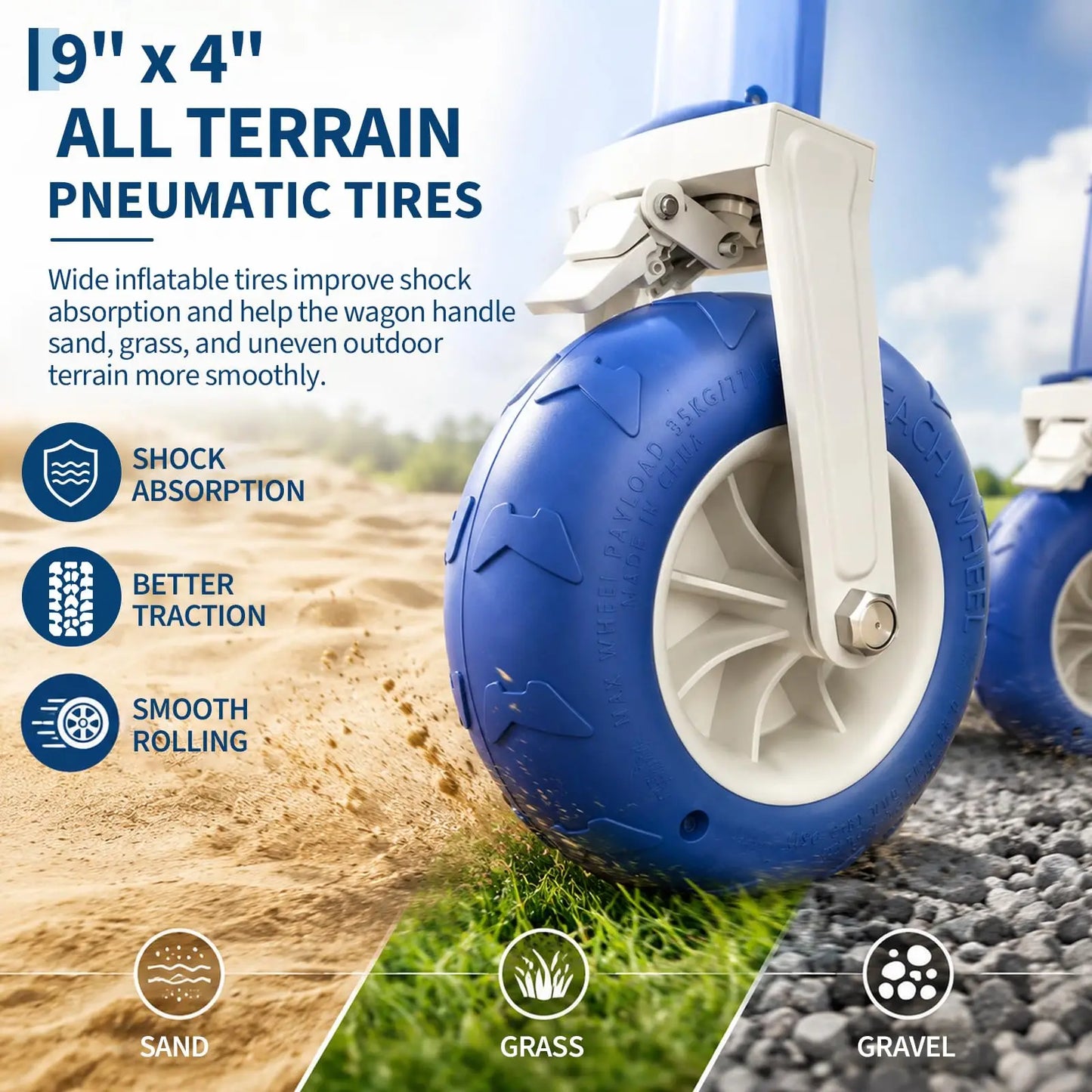 HiMISS Heavy Duty Beach Wagon 460Lbs All Terrain Wheels