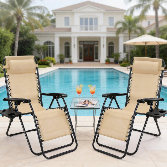 JHK Zero Gravity Recliner Chairs Outdoor Folding Set Of 2