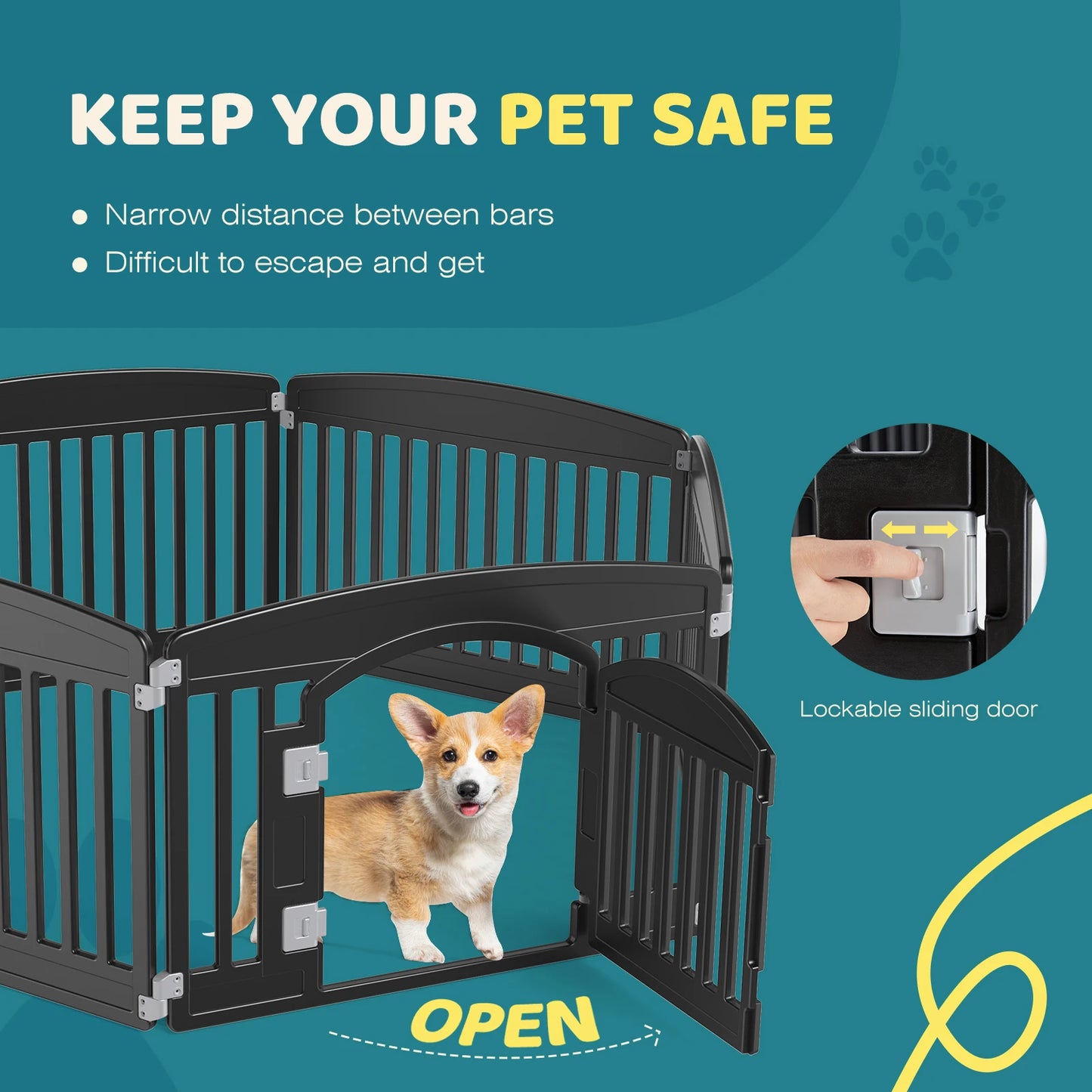 JHK Plastic Dog Playpen Portable Indoor Outdoor Pet Fence