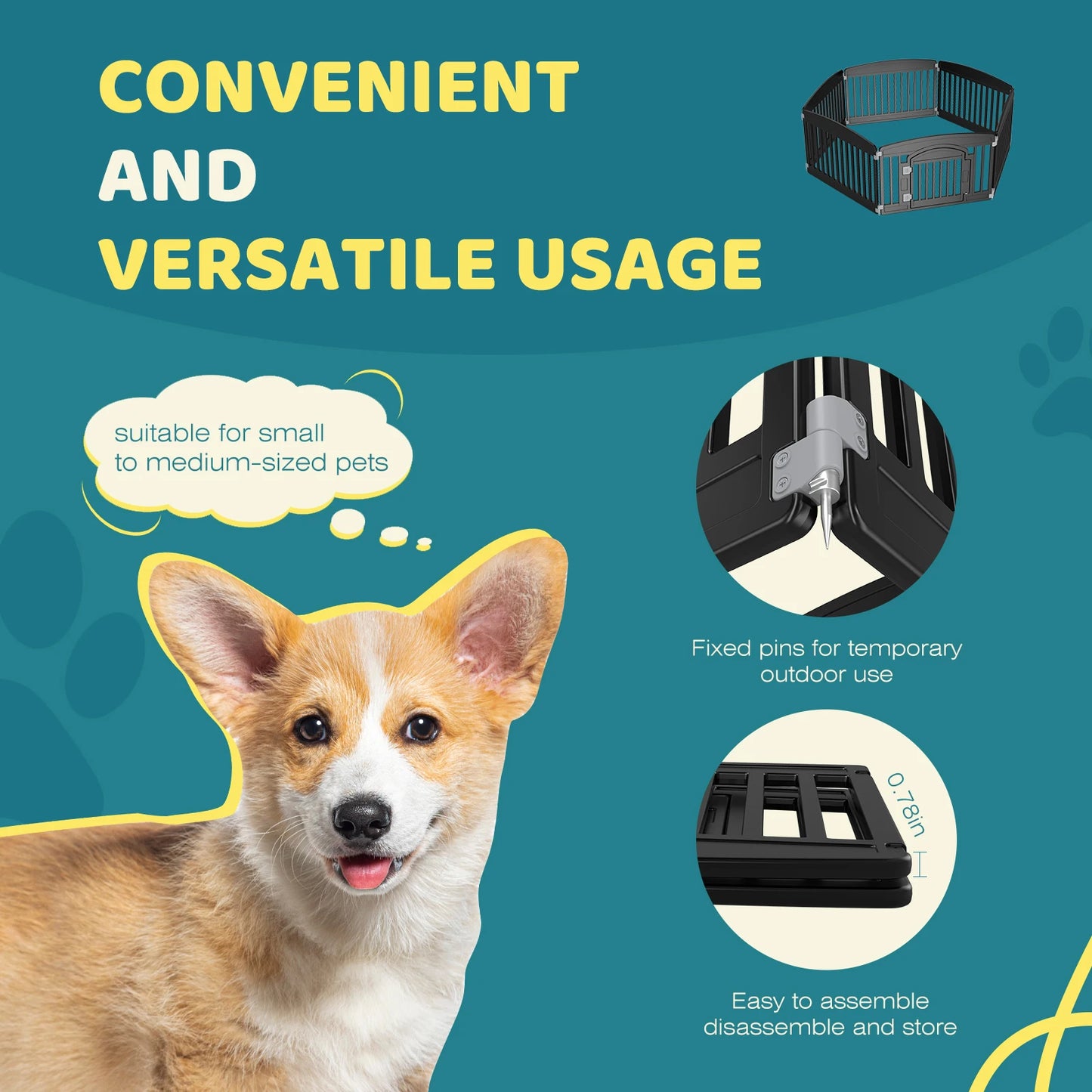 JHK Plastic Dog Playpen Expandable Portable Indoor Outdoor