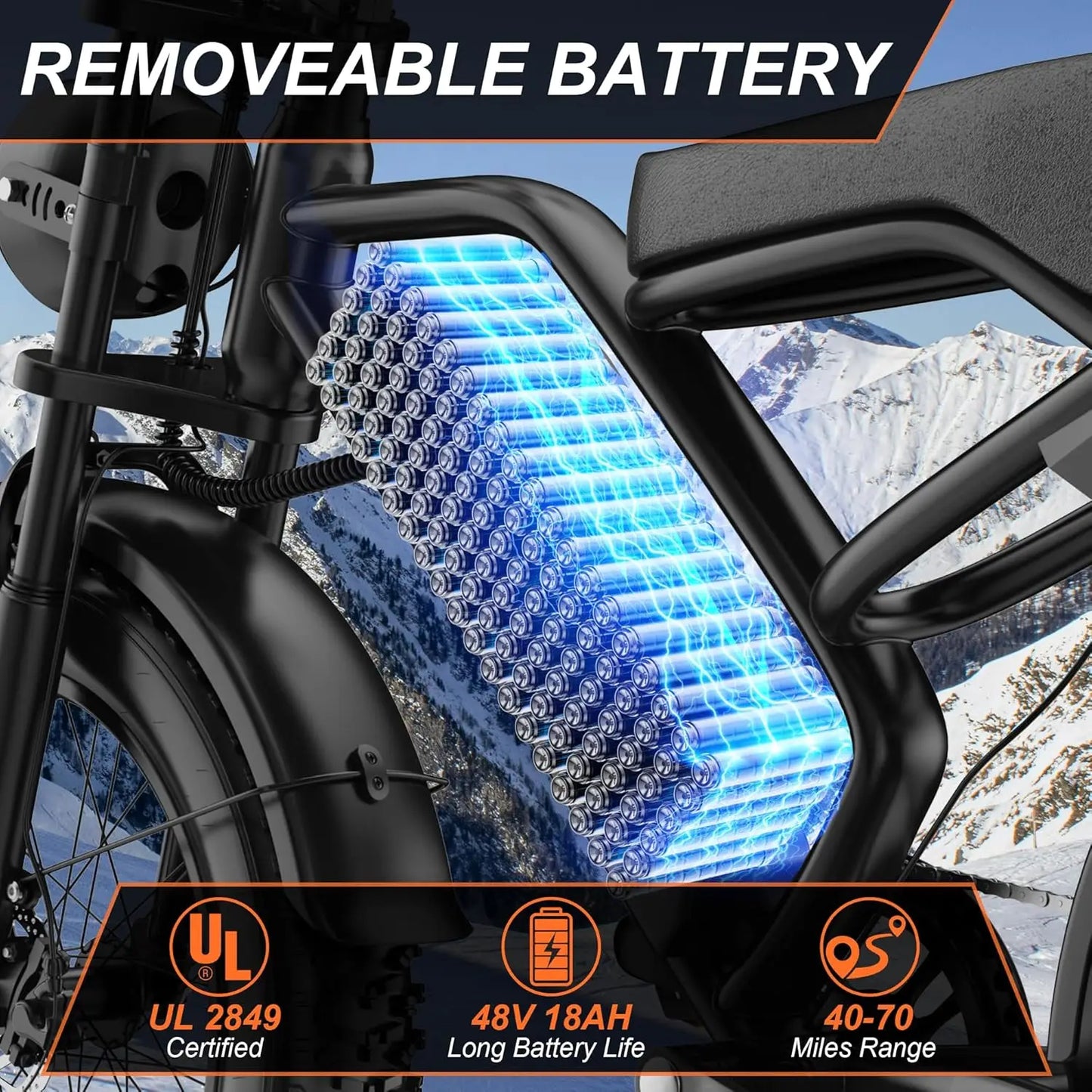AOVOPRO 1500W Fat Tire Electric Bike 70 Miles Range
