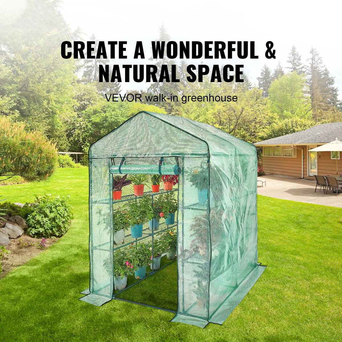 SucceBuy Walk In Greenhouse With Shelves