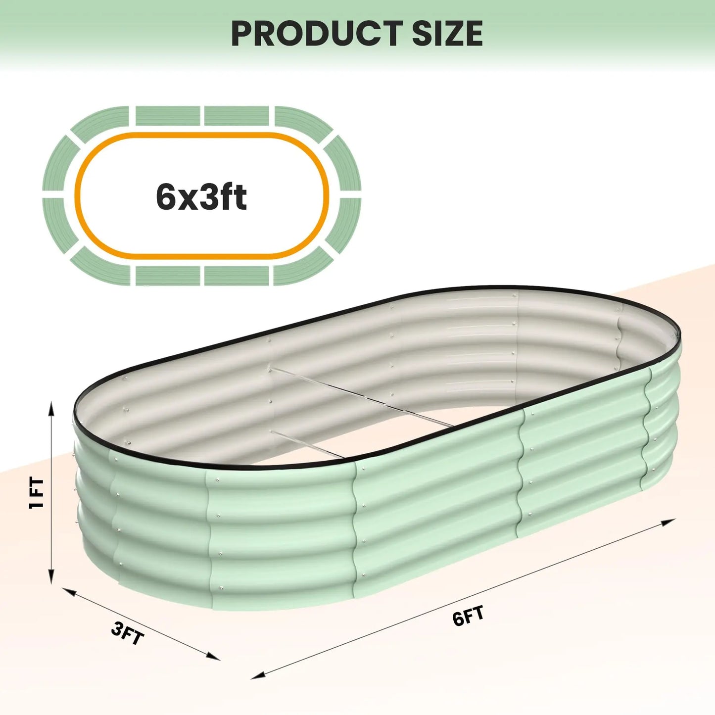 HiMISS 2-Pack Oval Galvanized Steel Raised Garden Bed