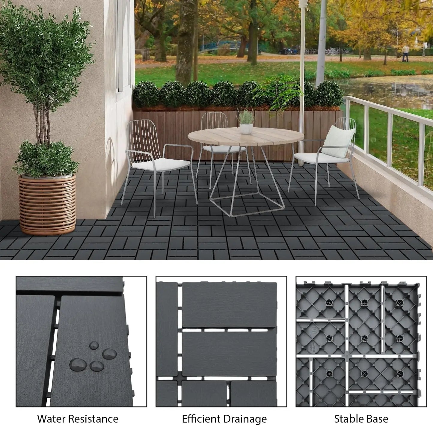 44 Piece Pack Interlocking Plastic Floor Tiles