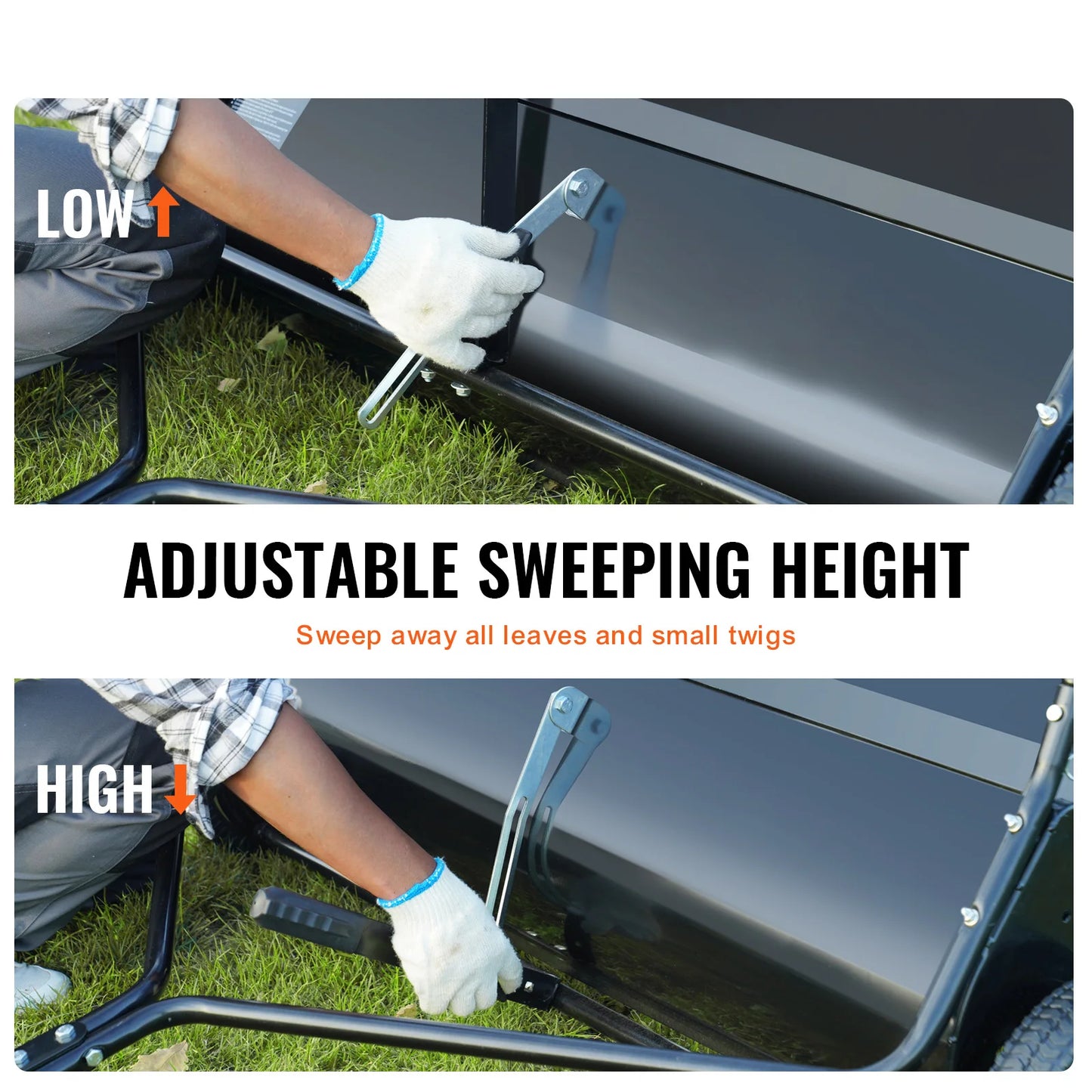 SucceBuy Tow Behind Lawn Sweeper With Adjustable Sweep