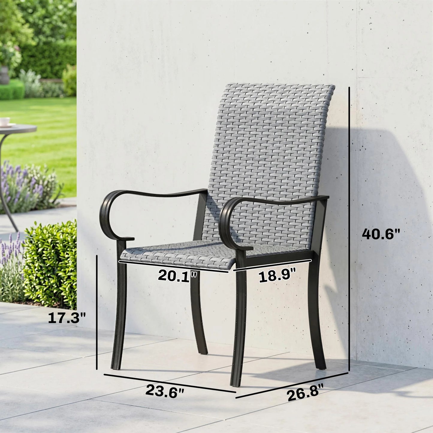 Set Of 2 Outdoor Wicker Dining Chairs With Armrests