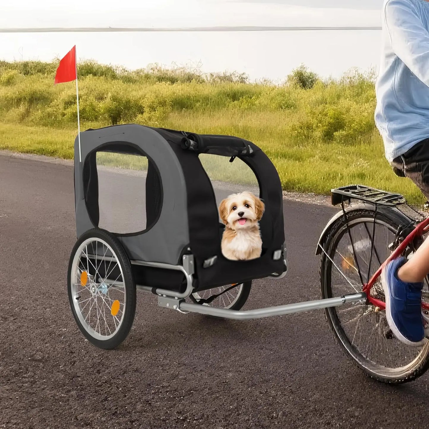 HiMISS Steel Dog Bike Trailer With Universal Folding Coupler