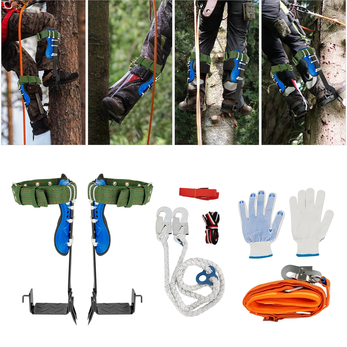 Arborist Tree Climbing Spikes Kit With Safety Belt Harness