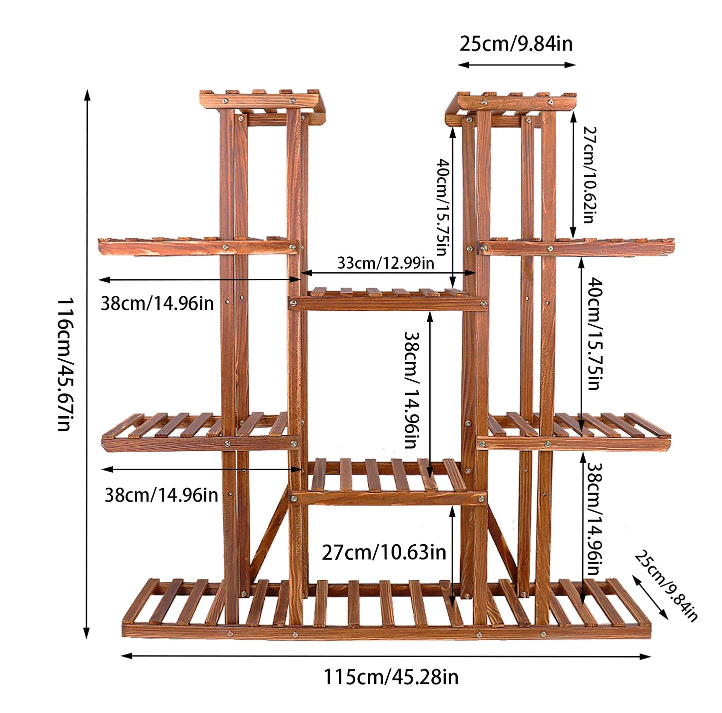 Wisfor Wooden Plant Shelf Indoor Outdoor Multi Tier Stand