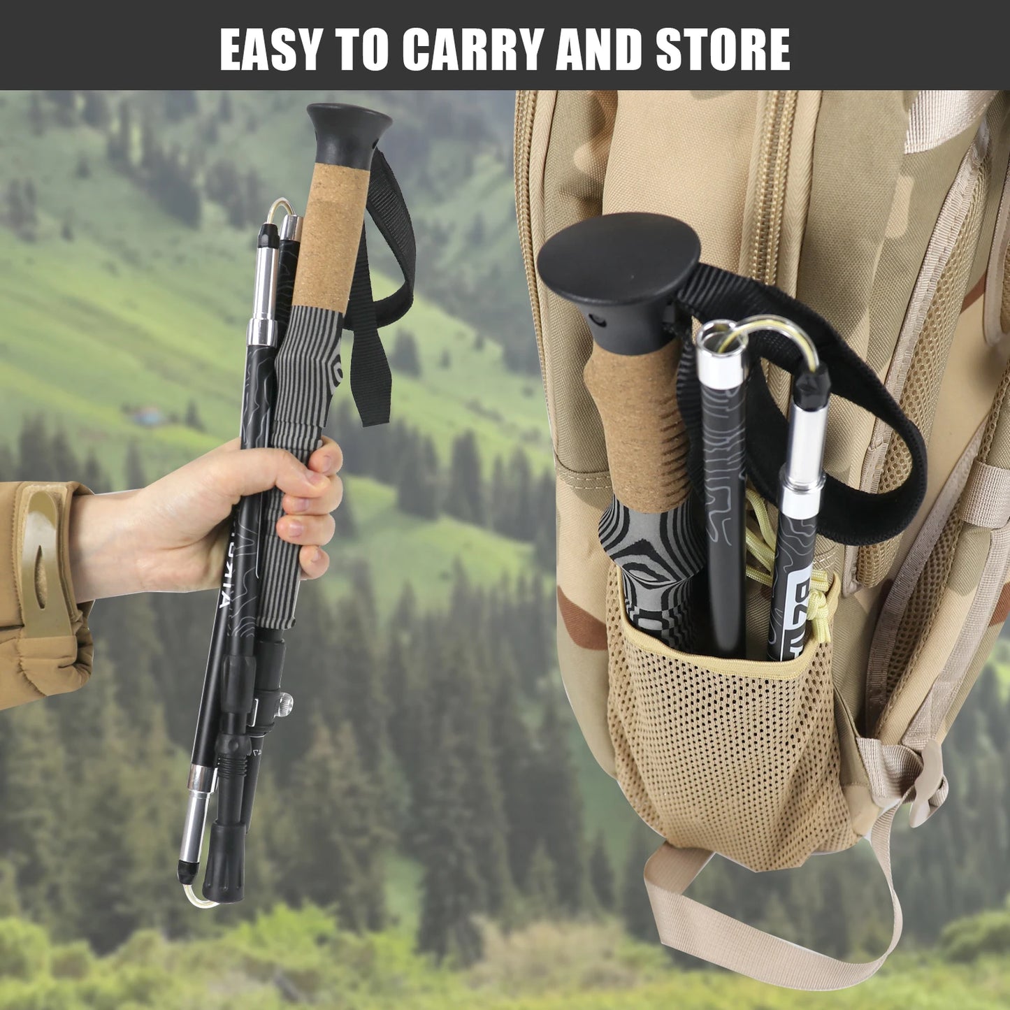 Foldable Trekking Poles With Shock Absorption Non Slip