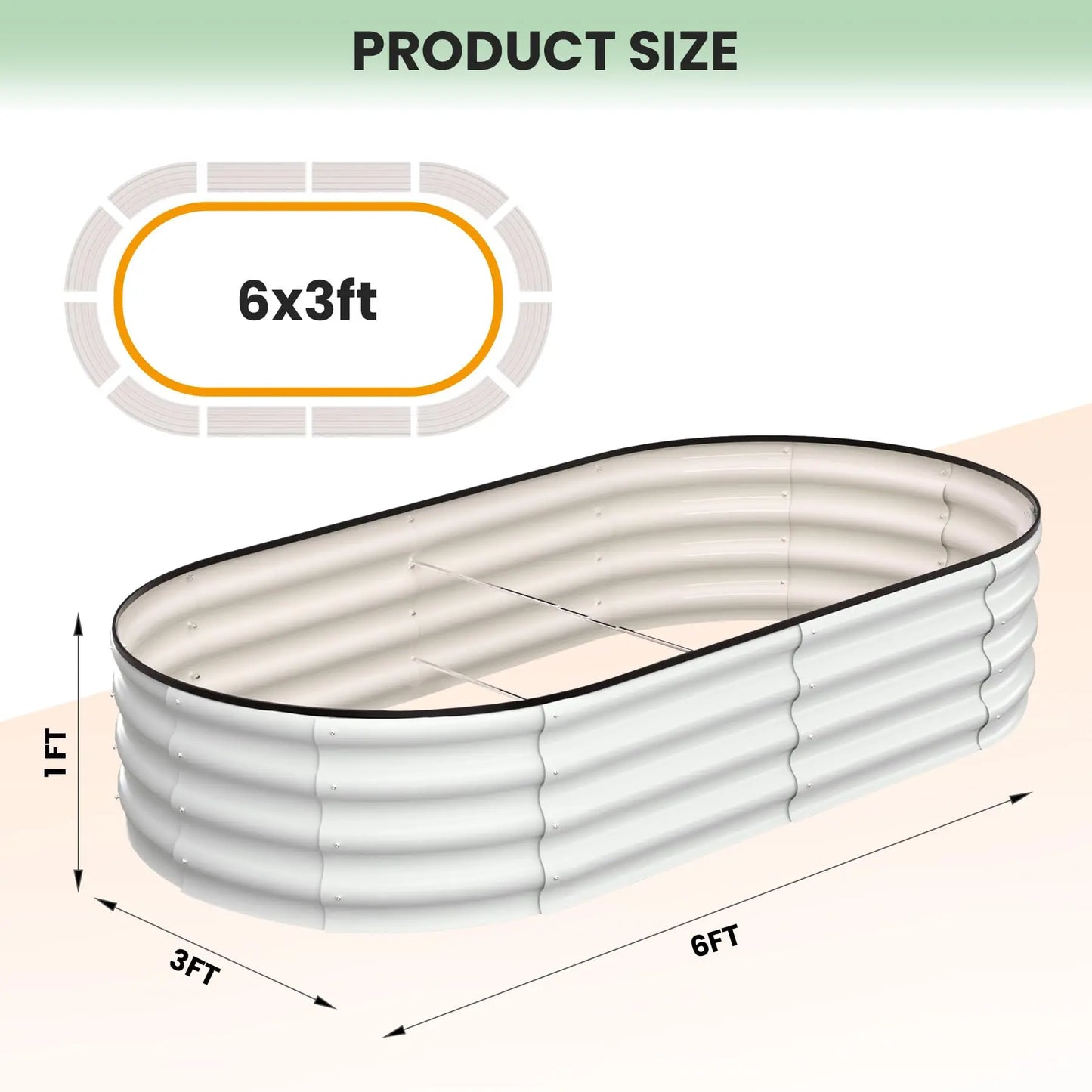 HiMISS 2-Pack Oval Galvanized Steel Raised Garden Bed