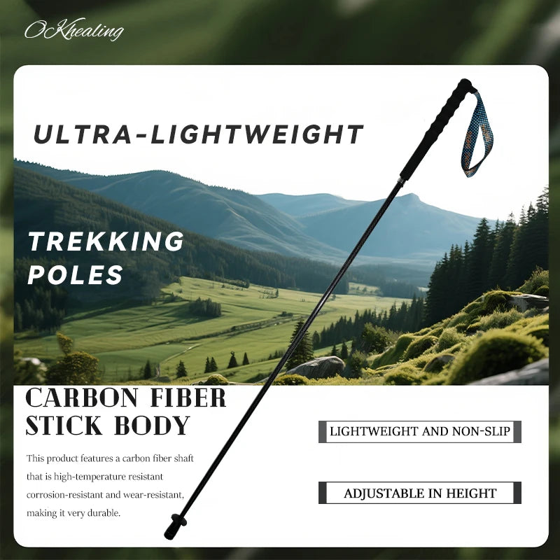 OKHEALING Carbon Fiber Trekking Poles Collapsible