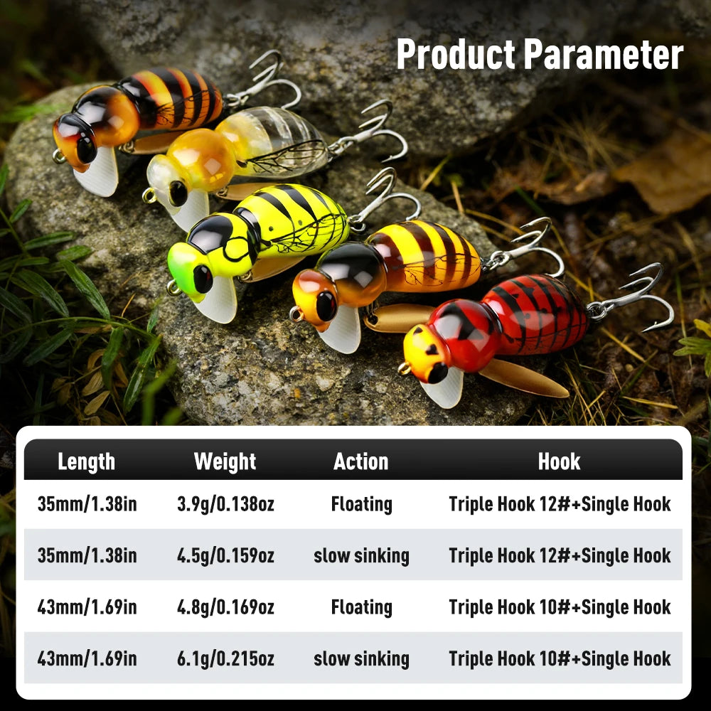 Kingdom Wasp Minnow Floating Lure With Spinner