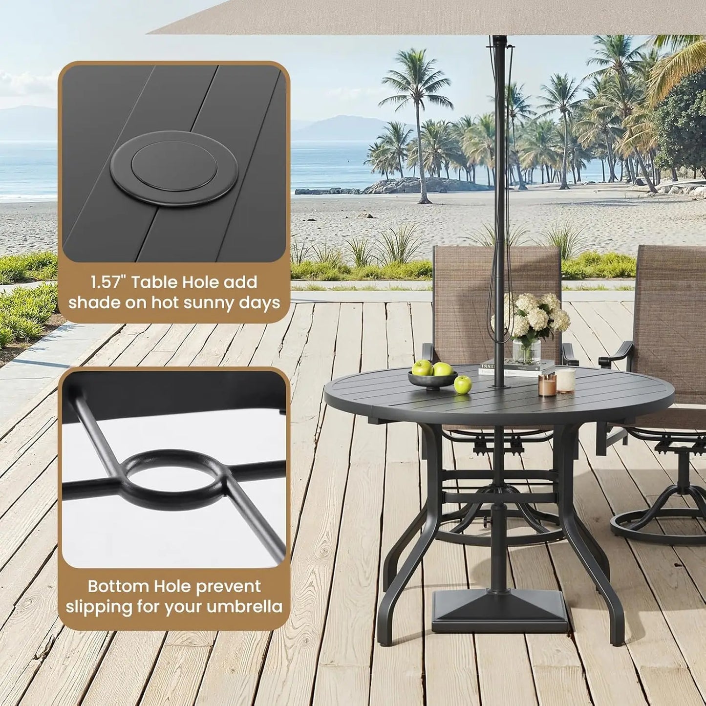 FARINI Round Outdoor Patio Dining Table Iron