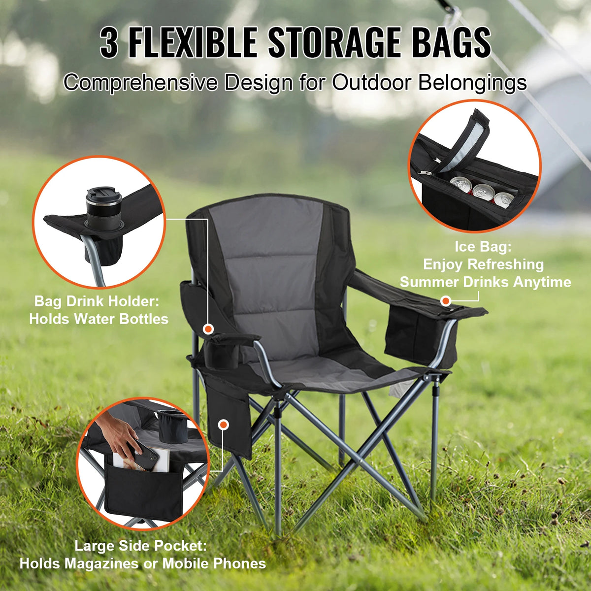 VEVOR Portable Folding Camping Chair With Lumbar Support