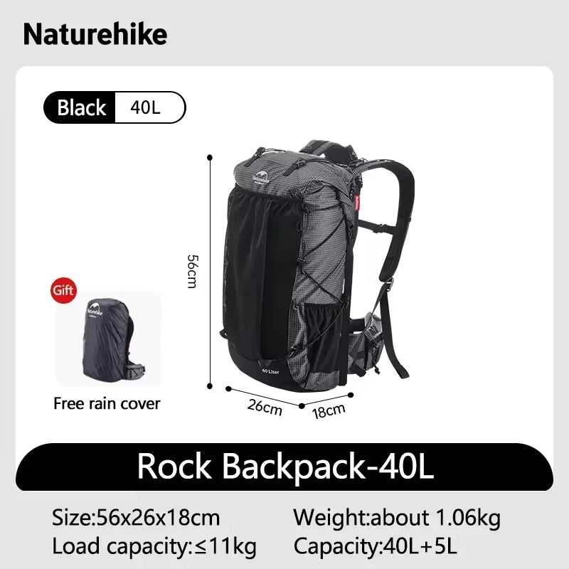 Naturehike Rock Outdoor Backpack For Hiking With Rain Cover