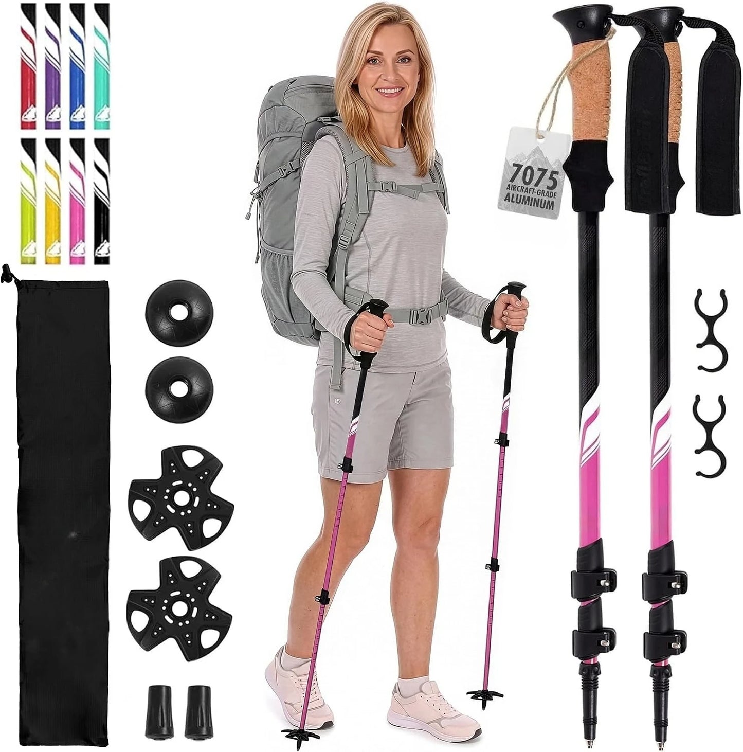 Lightweight 7075 Aluminum Collapsible Trekking Poles