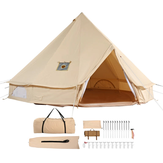 SucceBuy Canvas Bell Tent For Camping Holds Up To 8