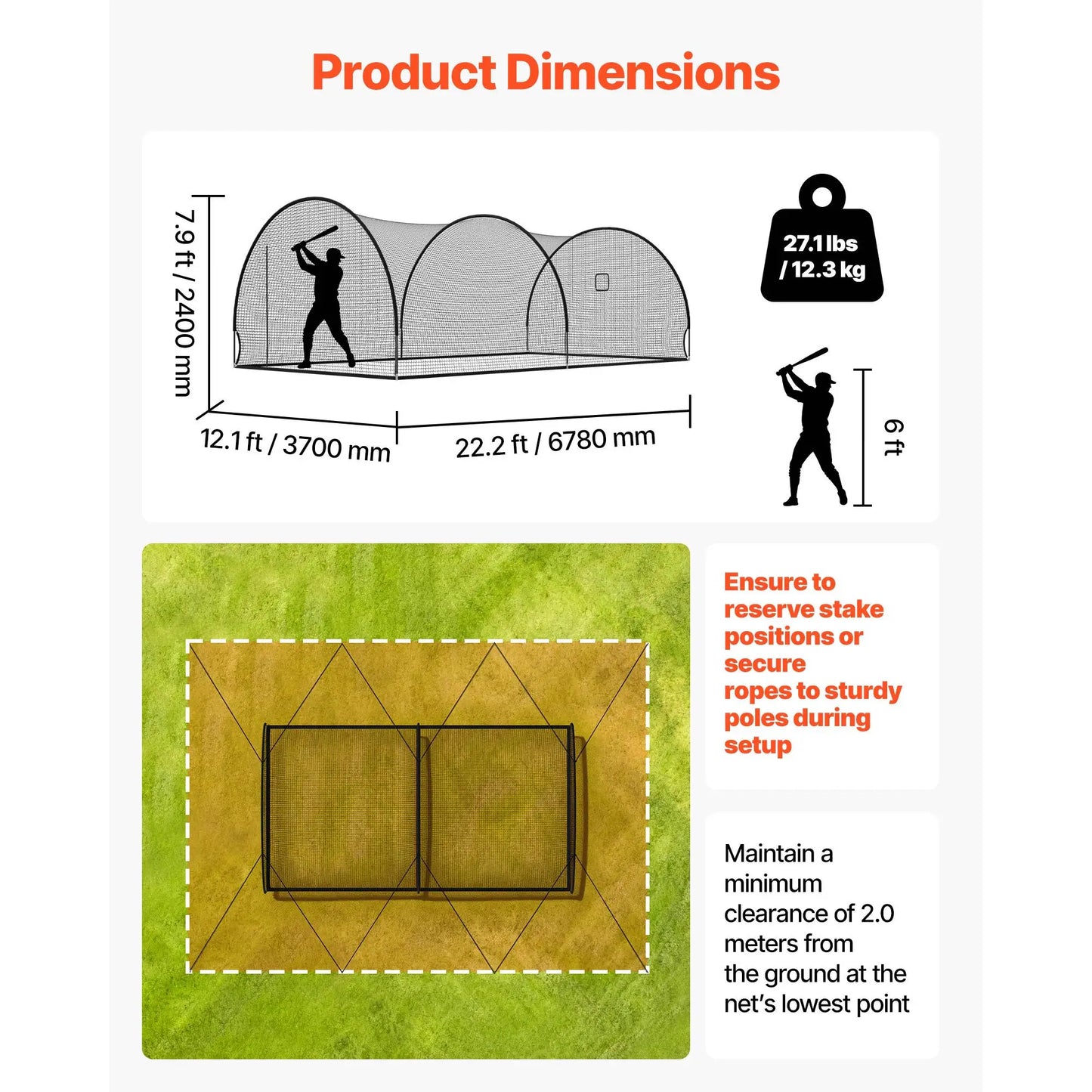 VEVOR Baseball Batting Cage With Pitching Machine Netting