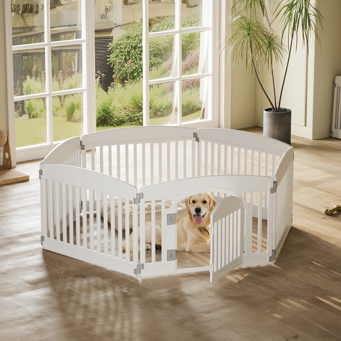 JHK Plastic Dog Playpen Portable Indoor Outdoor Pet Fence