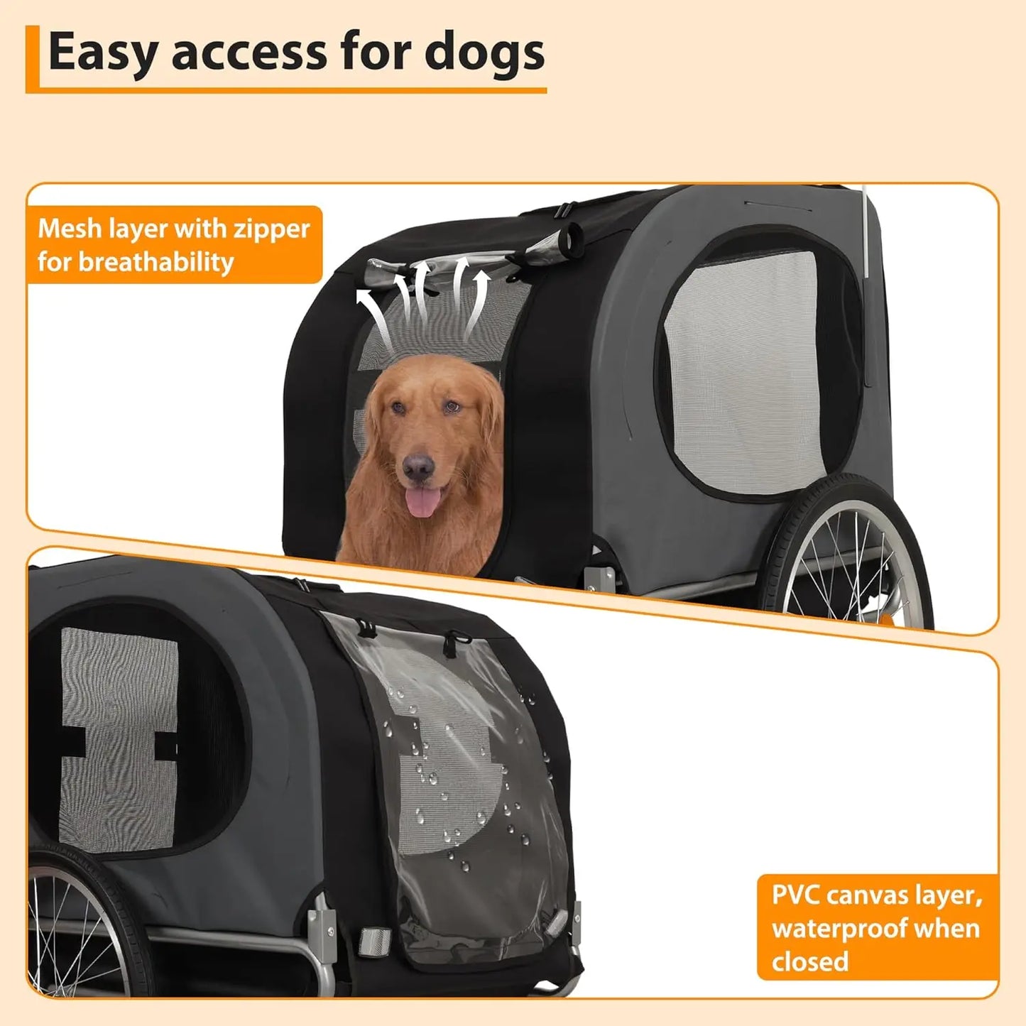 HiMISS Steel Dog Trailer For Bike With Universal Coupler