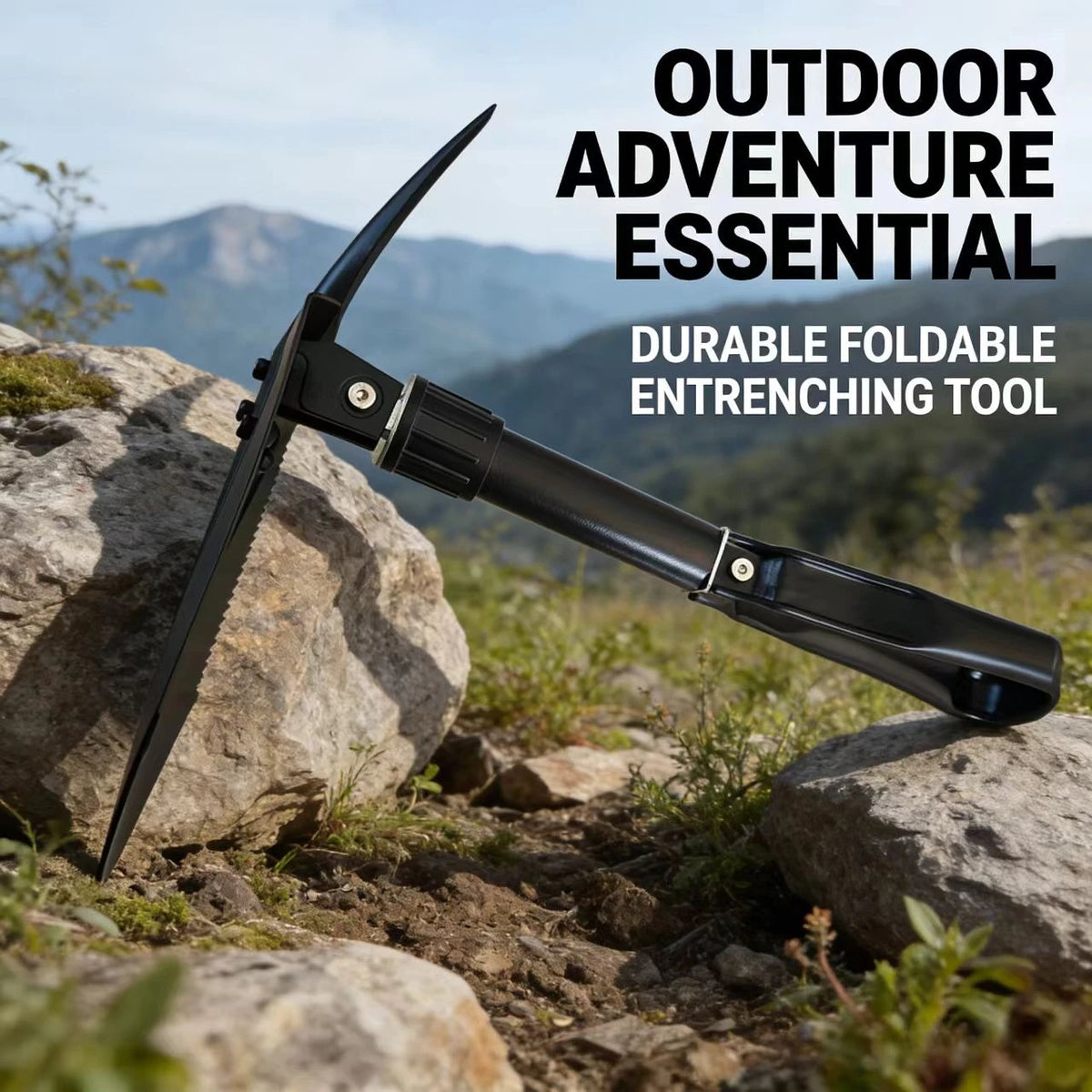 Folding Survival Shovel 50Mn Steel Pickaxe