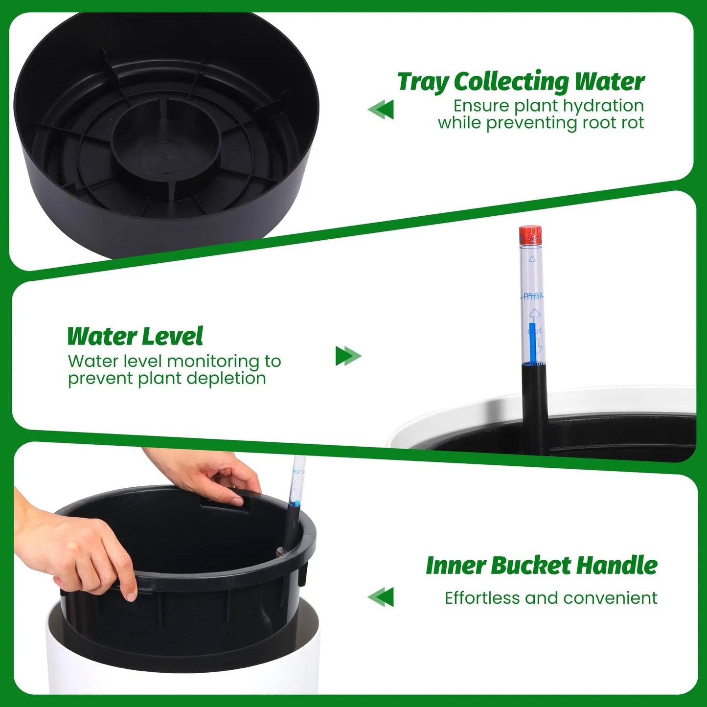 HiMISS Self-Watering Planters With Water Level Indicator