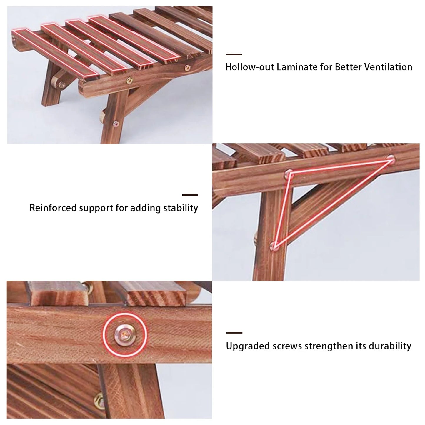 Three Tier Wood Ladder Plant Shelf Stand