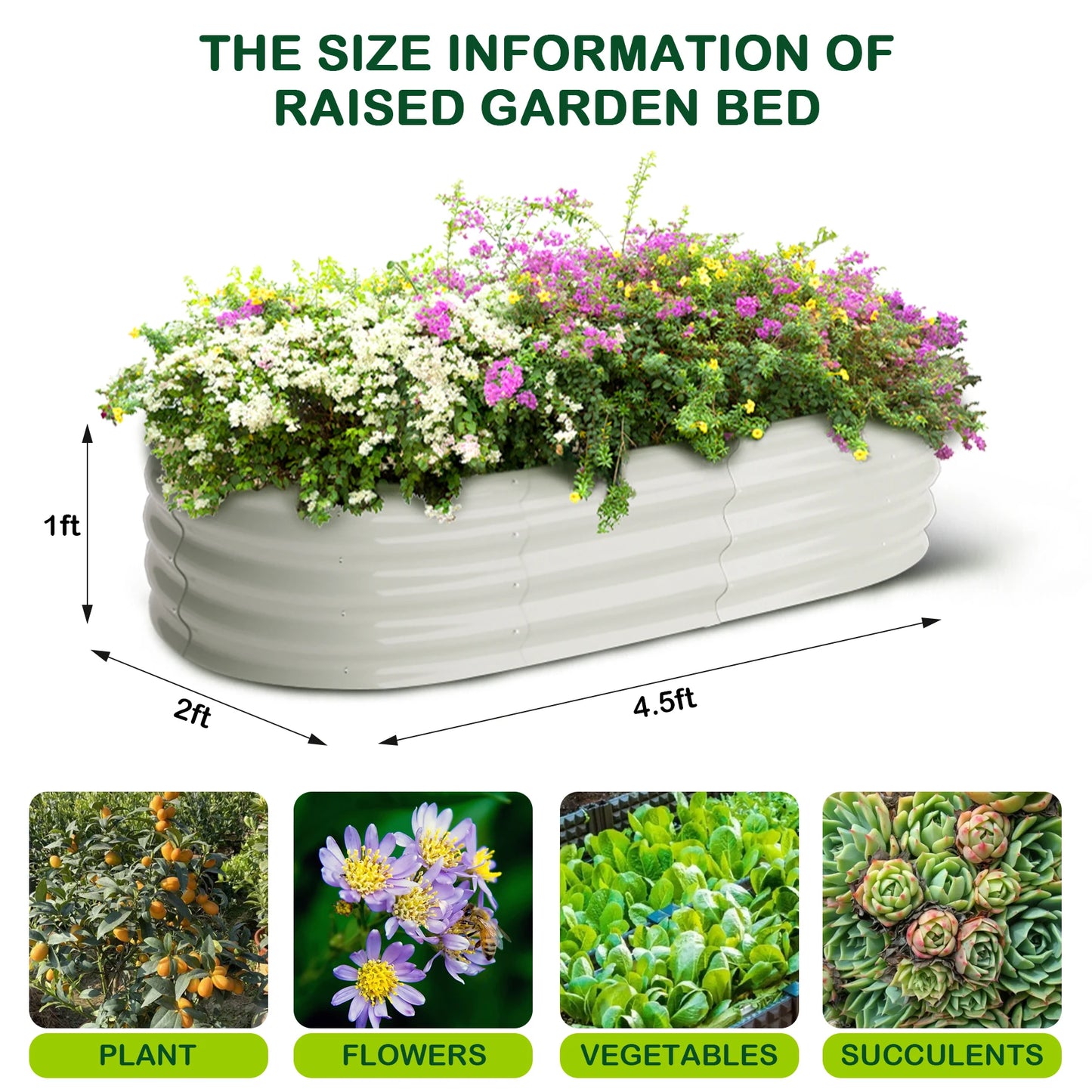 HiMISS Oval Galvanized Raised Garden Beds 2 Pack
